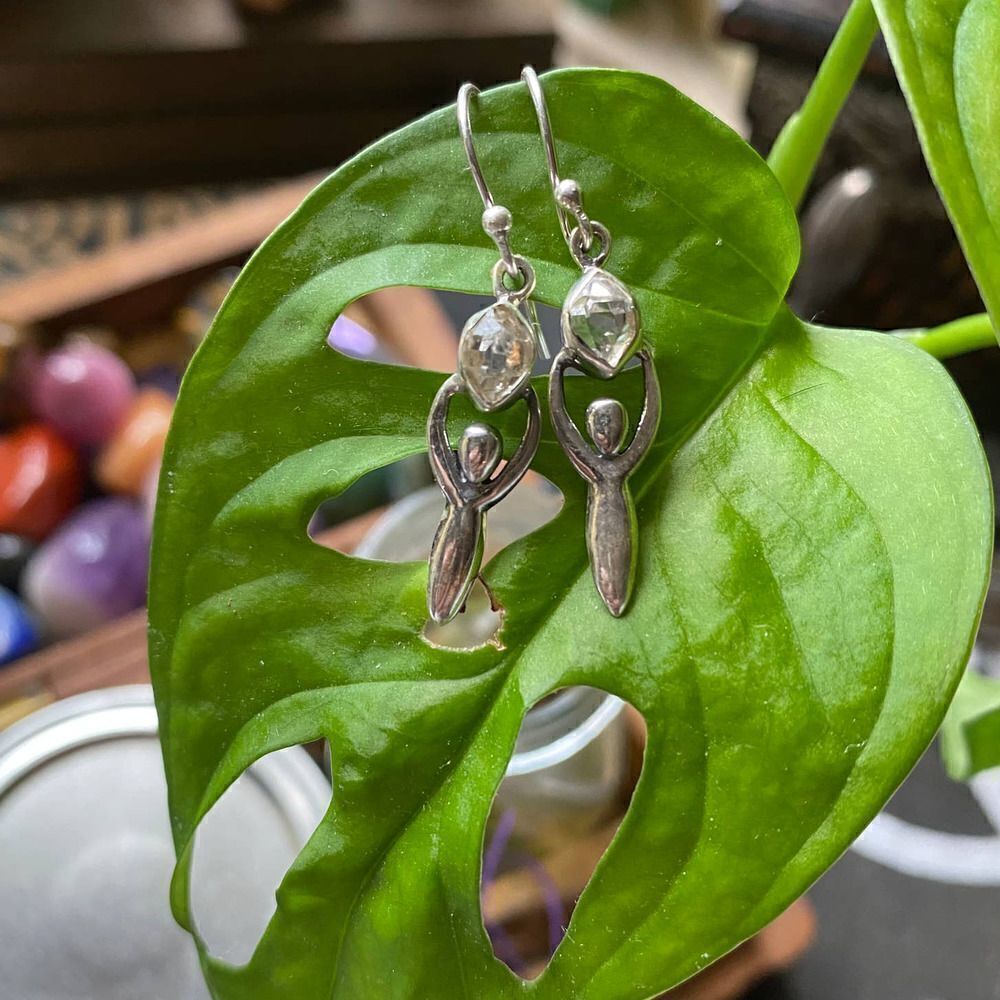 Sterling Silver Herkimer Diamond Goddess Earrings